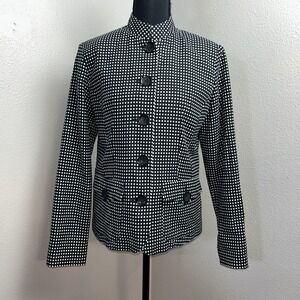 Scott Taylor Blazer Women's Small Black & White Polka Dot Button Lined Classy